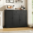 thumbnail image 4 of Homfa Sideboard Buffet Cabinet with Drawer, 3 Doors Kitchen Storage Cabinet with Adjustable Shelf for Dinning Room, Black, 4 of 7