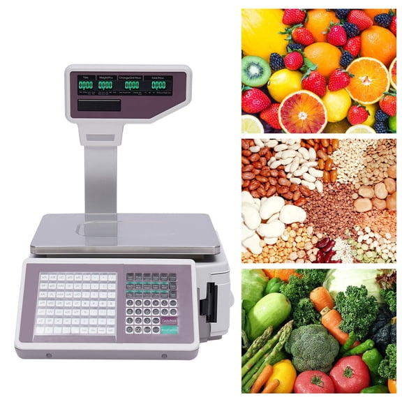DENEST 30KG HD Double-sided Display Digital Price Computing Scale Thermal Label Printer
