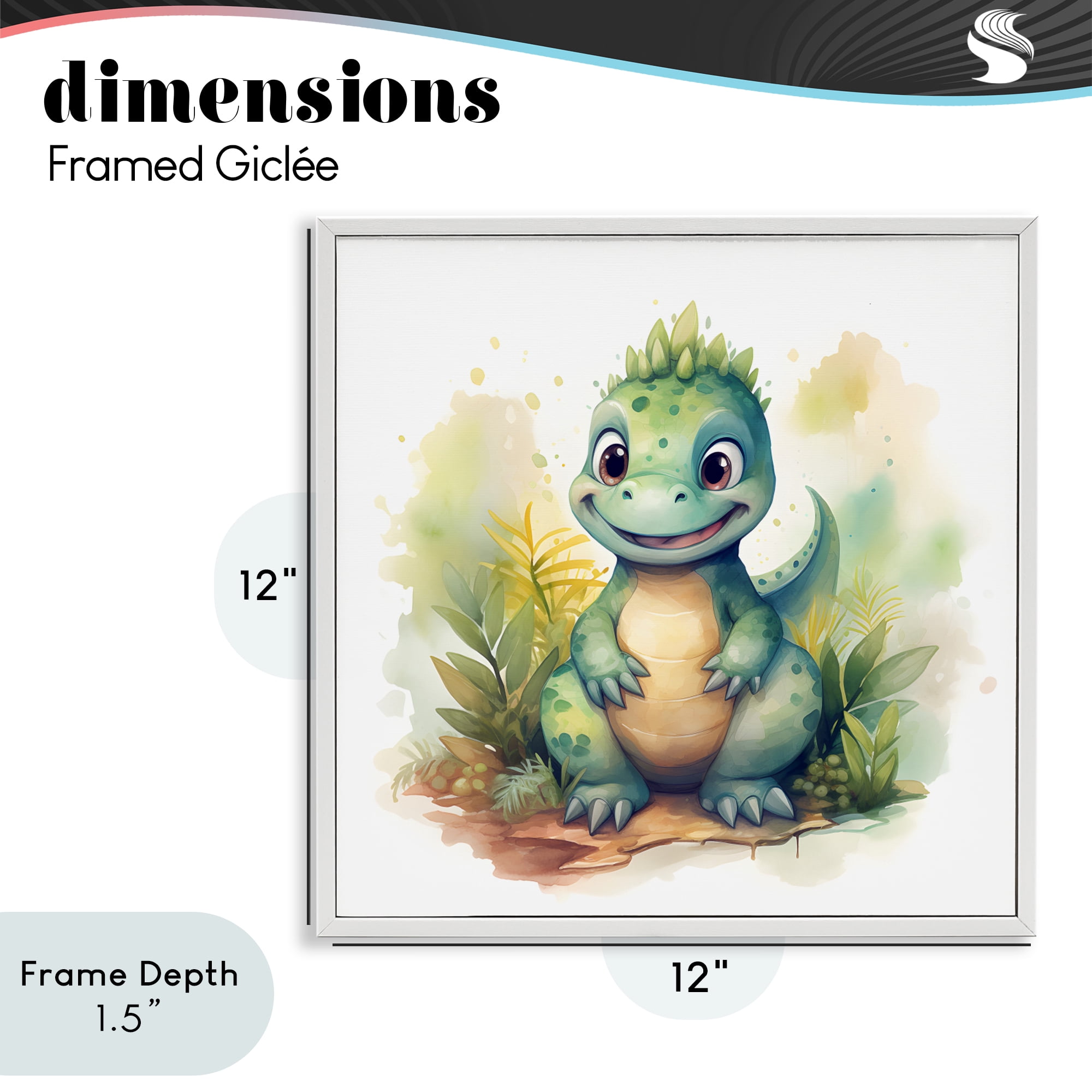 Stupell Industries Crafty Smiling Dinosaur White Framed Giclee Art, design by Steve Hunziker