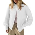 thumbnail image 2 of SYMOID Womens White Acrylic Cardigan - Soft Oversized, Balloon Sleeves, Button-Front Crew Neck, Ribbed Cuffs (S-XL),Size L, 2 of 7