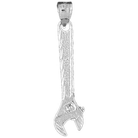 18K White Gold Adjustable Wrench Pendant - 34 mm