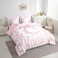 thumbnail image 3 of Castle Fairy Girls Alphabet C 7-Piece Bedding Comforter Set,Bowknot Love Heart King Bedding Sets,Flower Stripes Ultra Soft Bed Sheets,Microfiber Bedroom Decor, 3 of 8