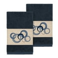 thumbnail image 2 of Authentic Hotel and Spa  Turkish Cotton Circles Embroidered Midnight Blue 2-piece Towel Hand Set, 2 of 3