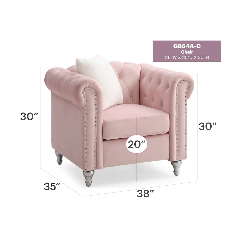 Glory Furniture Raisa Accent Chair in Pink Color