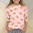thumbnail image 2 of Grblisyd Girls Shirts 3/4 Length Sleeve Cute Animal Print Graphic Tops Crewneck Kids Casual Basic Loose Tee 7-8Y, 2 of 6