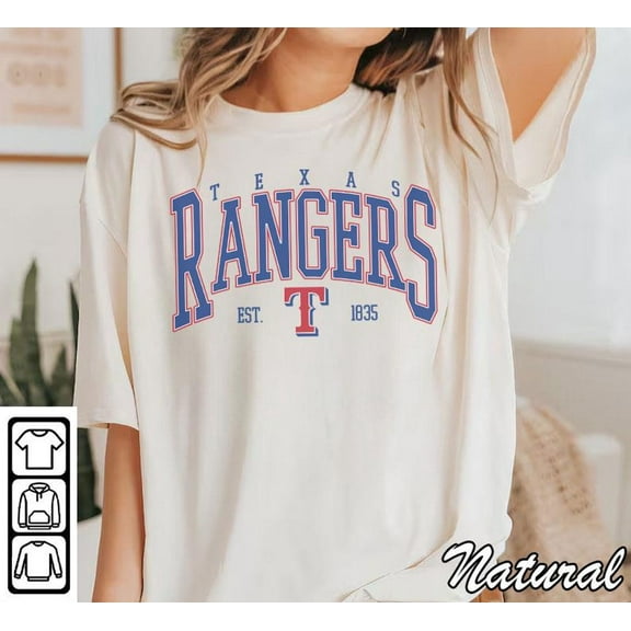 Texas Vintage Baseball T-shirt | Rangers Shirt | Game Day, Natural Color, Size S