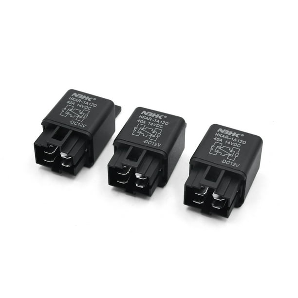 3Pcs Black Car Truck Automotive 4 Pin Relay Relays Socket DC 12V 40A