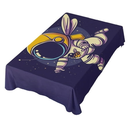 

JSTELAstronaut Bee Cartoon Table Cloth Rectangle 54 x 72 Inch Tablecloth Anti Wrinkle Table Cover for Dining Kitchen Parties
