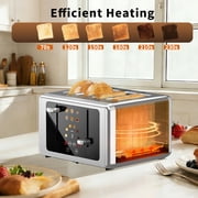 WHALLULTRA 4 Slice Touchscreen Toaster, Stainless Steel, 6 Bread Modes & 6 Shade Settings, Extra Wide Slots, Silver