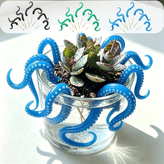 ShaoXinWan Resin Ocean Tentacle Ornament Set, Textured Sea Creature Pot Embellishments, Whimsical Potted Greenery Accents for Tabletop Layout, Window Display and Indoor Shelf Decor