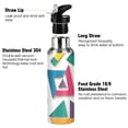 thumbnail image 3 of Yayeee 33oz Insulated Water Bottle Double Wall Stainless Steel with Flip Straw Lid, Purple Triangles, 3 of 7