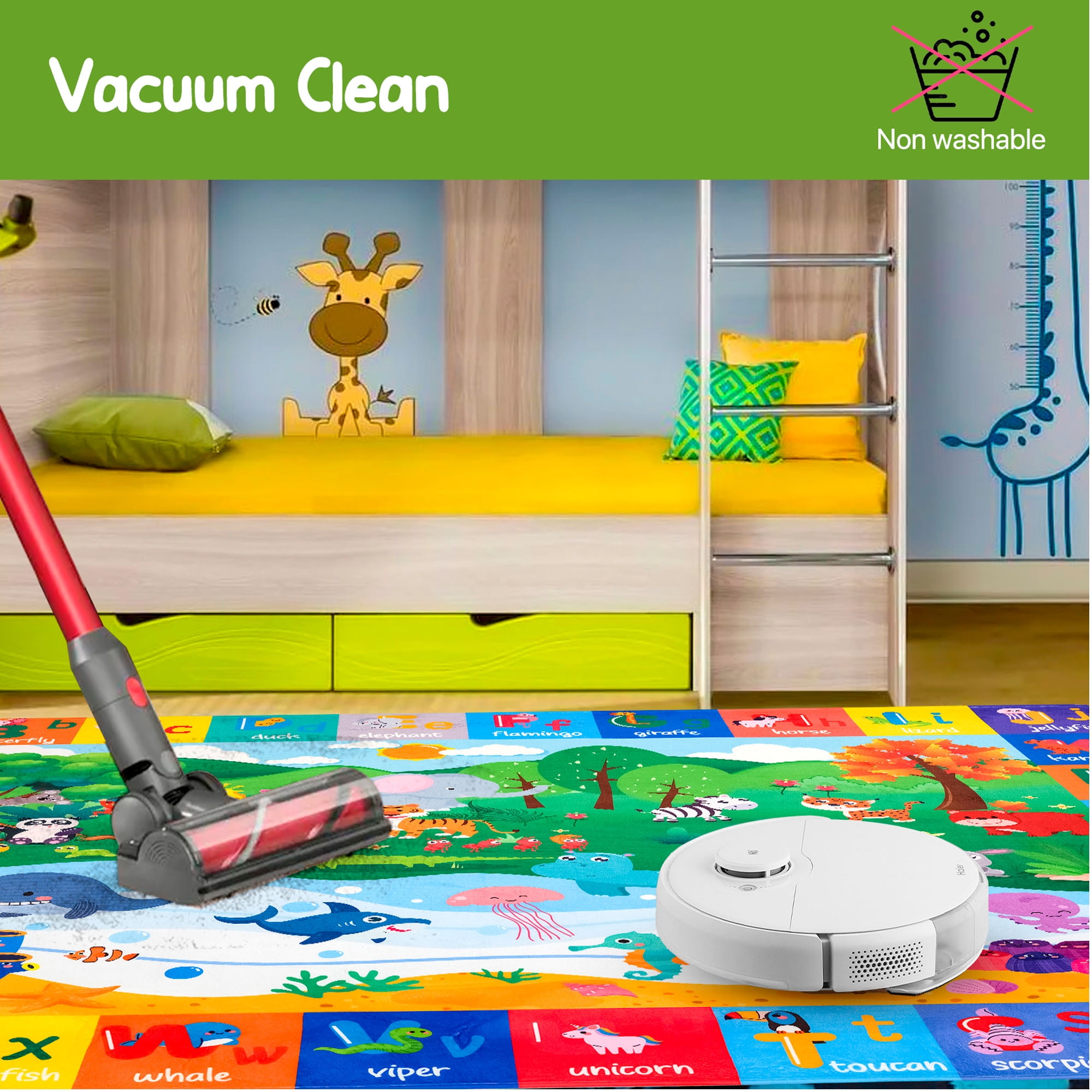 Nefoso Kids Play Rug, Kids Play Mat Educational Alphabet 4ft x 6ft Area Rug for Indoor, Age Group 3+