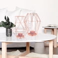 thumbnail image 5 of Minimalist Geometric Copper Metal Wire Pillar Candle Holder Set of 2 - Modern 3D Decorative Handmade Lantern for Tea Light Candle Rose Flower Table Centerpiece Ornament Wedding Home Decor, Copper, 5 of 7
