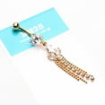 thumbnail image 4 of Golden Tri-Marquise Floral Leaf Sparkles Chain Drop Belly Button Ring, 4 of 4