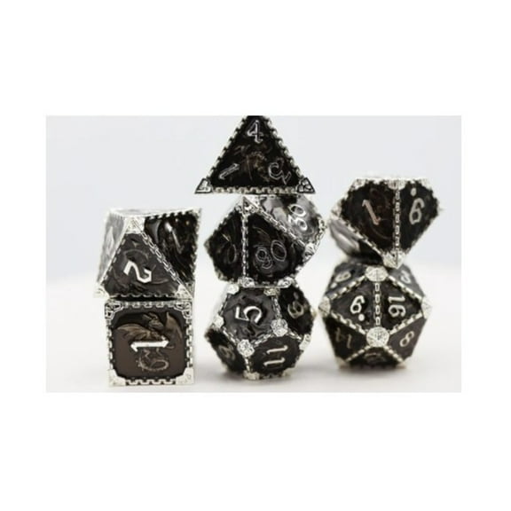 Foam Brain Games Dragon Poly Set - Void w/Silver (7) New