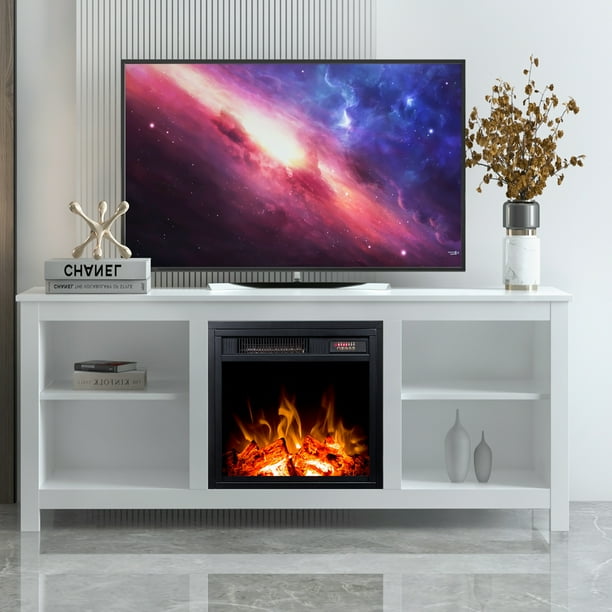 TV Stand with Fireplace, 58" Electric Fireplace Heater TV Stand for 60