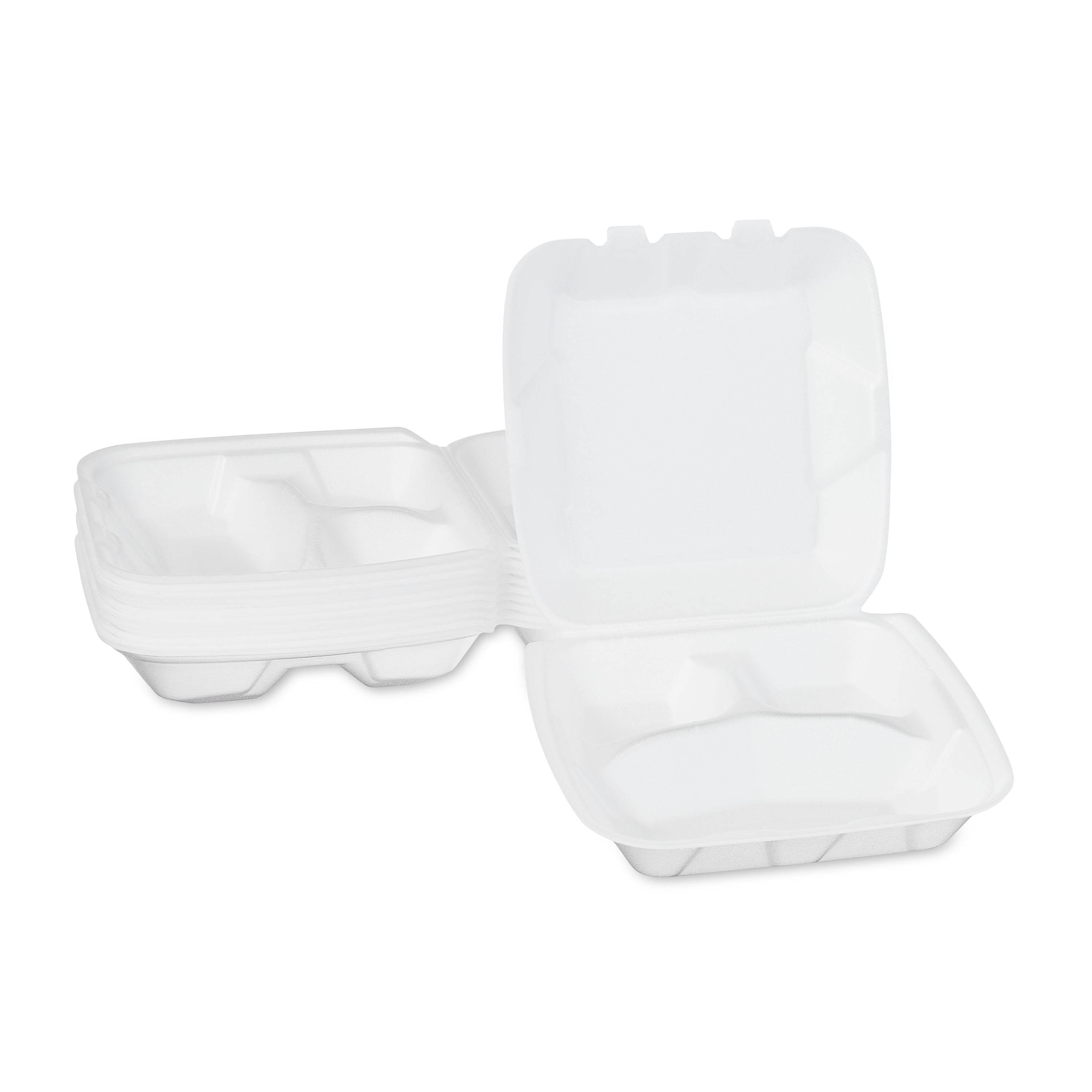 Value Star Foam 8.5-inch Foam 3 compartment Hinged Lid Trays