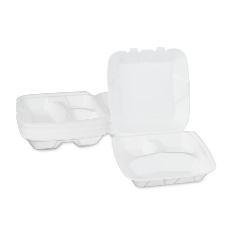 Value Star Foam 8.5-inch Foam 3 compartment Hinged Lid Trays