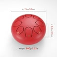 thumbnail image 4 of Steel Tongue Drum, 6 Inch 8 Note Steel Hand Drum with Bag, Music Book, Drumsticks, Mallet Holder and Finger Paddles, for Camping, Meditation or Yoga .(Red), 4 of 11