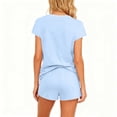 thumbnail image 6 of Byworldtasic Women's Short Sleeve Pajama Sets Casual V Neck 2 Piece Lounge Sets Vacation Trendy Airport Suits, 6 of 7