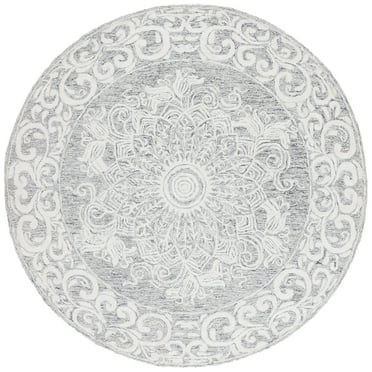 SAFAVIEH Abstract Ruadhan Oriental Area Rug, Ivory/Light Grey, 6' x 6' Round