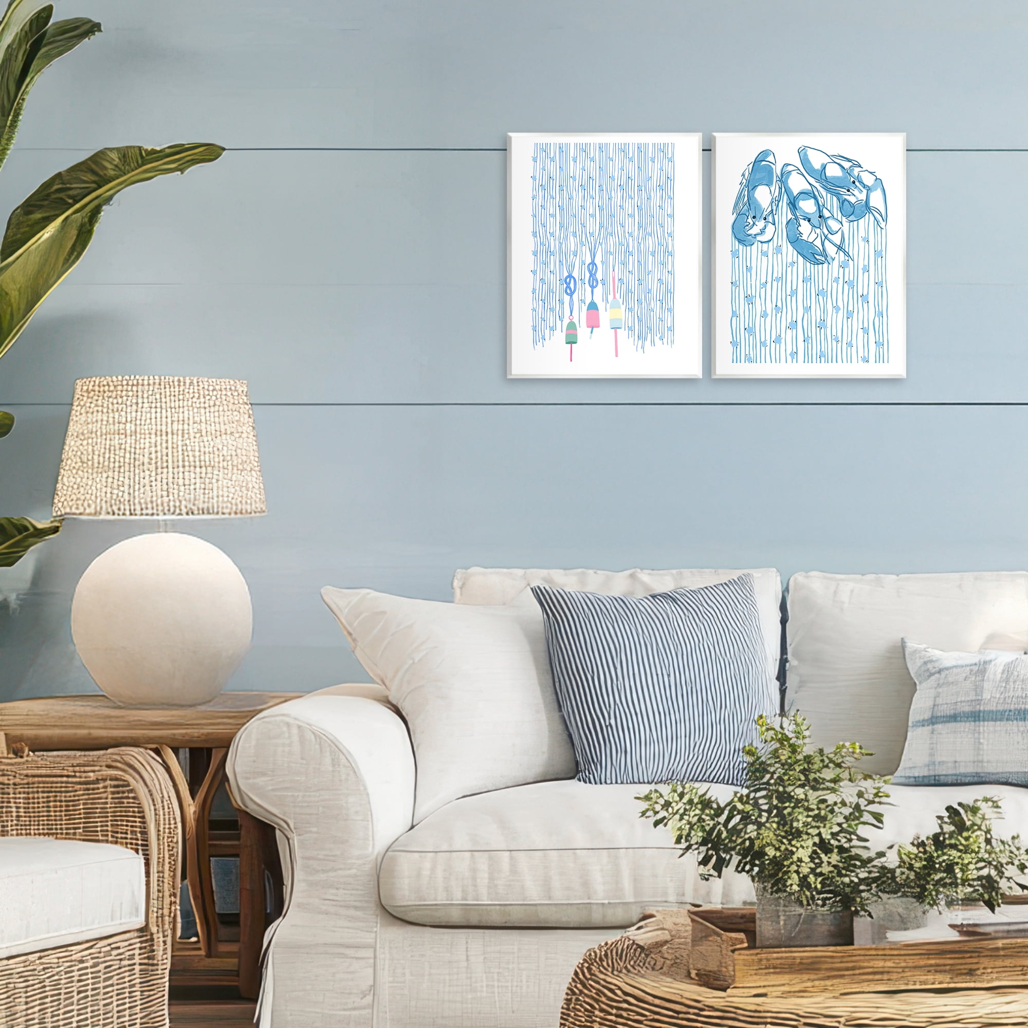 Stupell Industries Nautical Buoys & Lobsters 2 Piece Wall Plaque Art Set, design by Melissa Tilley