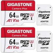 Gigastone 64GB Camera Plus MicroSDXC memory Card 95MB/s, Full HD Video, U1 Class 10 compatible with Nintendo Switch Dash Cams GoPro Camera Samsung Canon Nikon Drone, 2 pack (2x64GB)