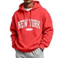 thumbnail image 5 of qafoshin Men's Letter-Print Athletic Hoodie, Fall Classic Long-Sleeve Drawstring Hooded Graphic Sweatshirt, 5 of 6