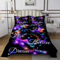 thumbnail image 1 of Erosebridal Neon Butterfly Coverlet Set Twin, Stars Inspirational Words Bedding Set 2pcs, 1 of 5