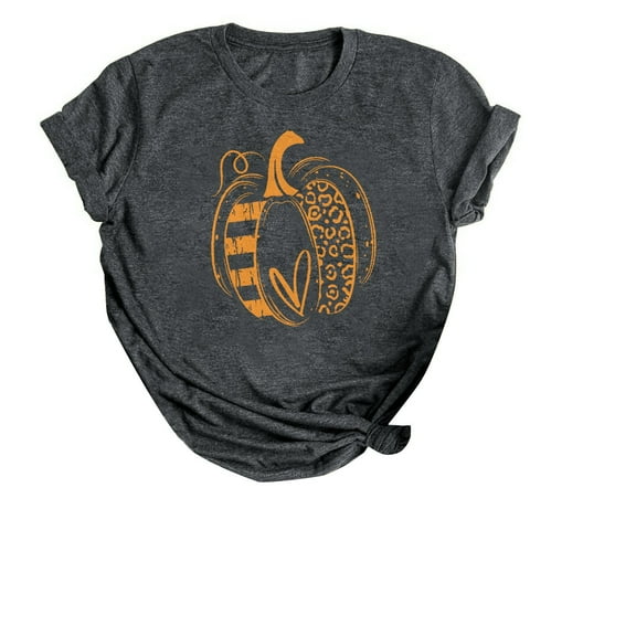 HCURIBAD T Shirts for Women, Women's Fall Pumpkin Witch T Shirt Funny Short Sleeve Halloween Graphic Tee Top, Graphic Tees Funny T-shirts Womens Casual Tops Dark Gray 2XL