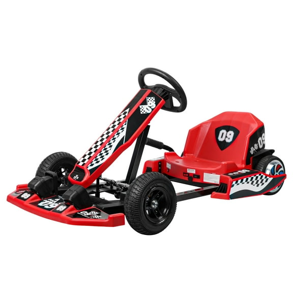 Lanzxjv Go Kart, 36V Electric Go Kart for Kids, 16 MPH Drift Kart with 350W Motor, Drift/Sport Mode, Length Adjustment