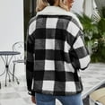 thumbnail image 6 of Lindreshi Womens Fall Fashion 2025 Plaid Shacket Jacket Women Women's Lapel Double Pocket Fall Winter Plush Zipper Cardigan Lapel Plush Plaid Jacket, 6 of 7