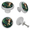 thumbnail image 4 of Mermaid Fluorescent Drawer Pulls with Screws: Round 4-Pack Glow-in-the-Dark Knobs, Ideal for Cabinets, Wardrobes, Dressers - Kitchen Decor Must-Have!, 4 of 6