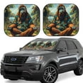 thumbnail image 6 of Kdxio Forest Meditating Gorilla Print 2-Piece Sun Shade Front Windshield - Foldable Car Front Window Sunshades for Most Sedans SUV Truck, 6 of 6
