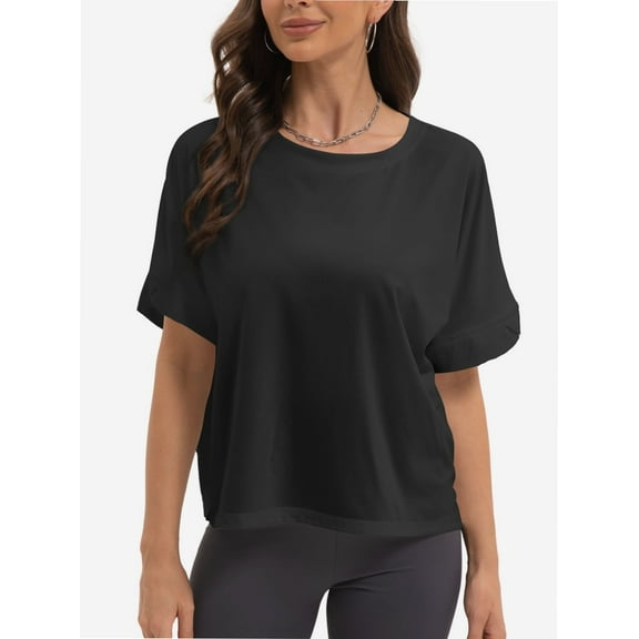 Summer Tops Womens Solid T Shirts for Women Loose Shirts Basic Tee