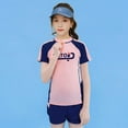thumbnail image 3 of GYRATEDREAM Girls Swimsuits Two Piece Rash Guard Set Short Sleeve Bathing Suit Liner Swimwear with UPF 50+ Sun Protection for 8-14Y Pink, 3 of 7