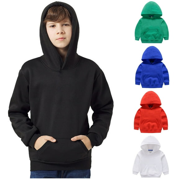 Uxgjfwu Toddler Hoodie Sweatshirt Kids Tops Boys Girls Hooded Solid Color Solid Color Long Sleeve Hoodie Casual Sweatshirt Hooded