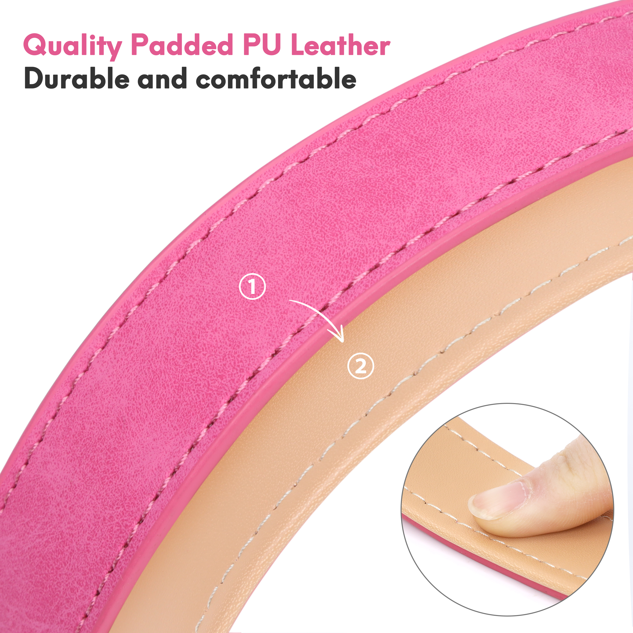 Jumpress Leather Dog Collar for Medium Dogs, Hot Pink photo 7