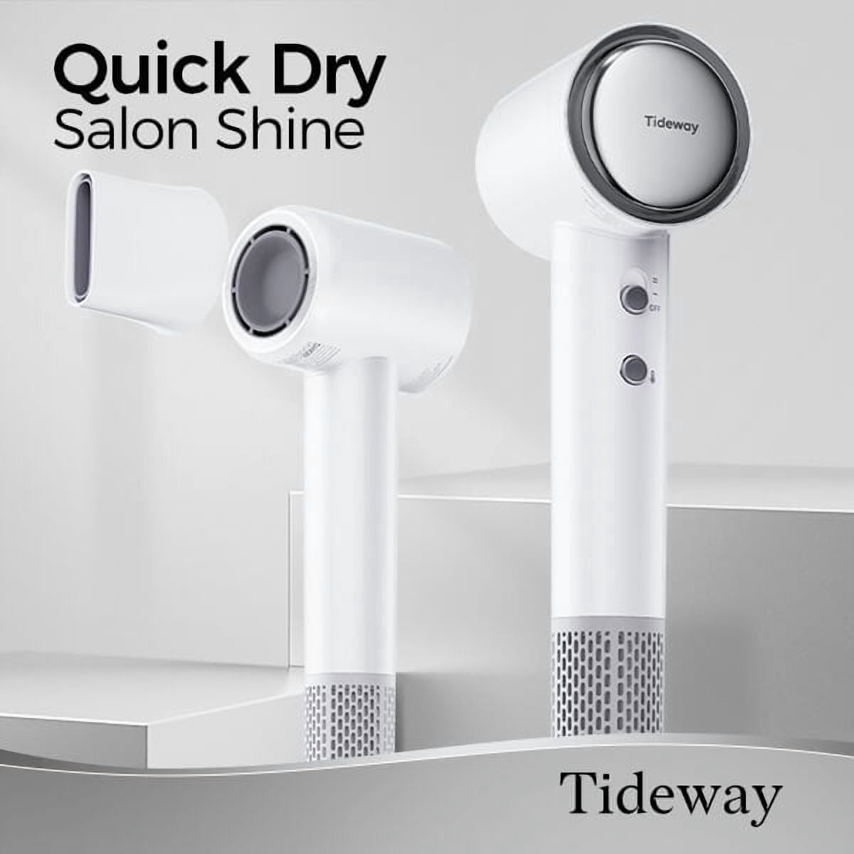Tideway C02 Titanium High-Speed Hair Dryer, 110,000 RPM Brushless Motor, Ionic Technology, 4 Heat Settings, Smart Thermo Control, gray