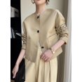 thumbnail image 2 of Chaqueta elegante de piel auténtica con cuello redondo para mujer, tendencia primavera otoño 2024, abrigo de piel de oveja corto informal sencillo de alta gama, 2 of 5