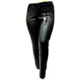 thumbnail image 2 of 1826 Faux Leather Black Stretch Women's Plus Size Skinny Ponte/PU Pants Clubwear, 2 of 3