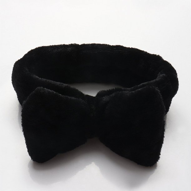 Diadema de felpa con lazo de vellón coral de color liso y simple para mujer, banda elástica para el pelo con desmaquillaje facial, accesorios para el cabello de belleza
