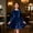Dark Blue, variant on Girls Velvet Party Dresses- Elegant Crewneck Long Sleeve Soft Kids Winter Midi Dress Brown Size 10