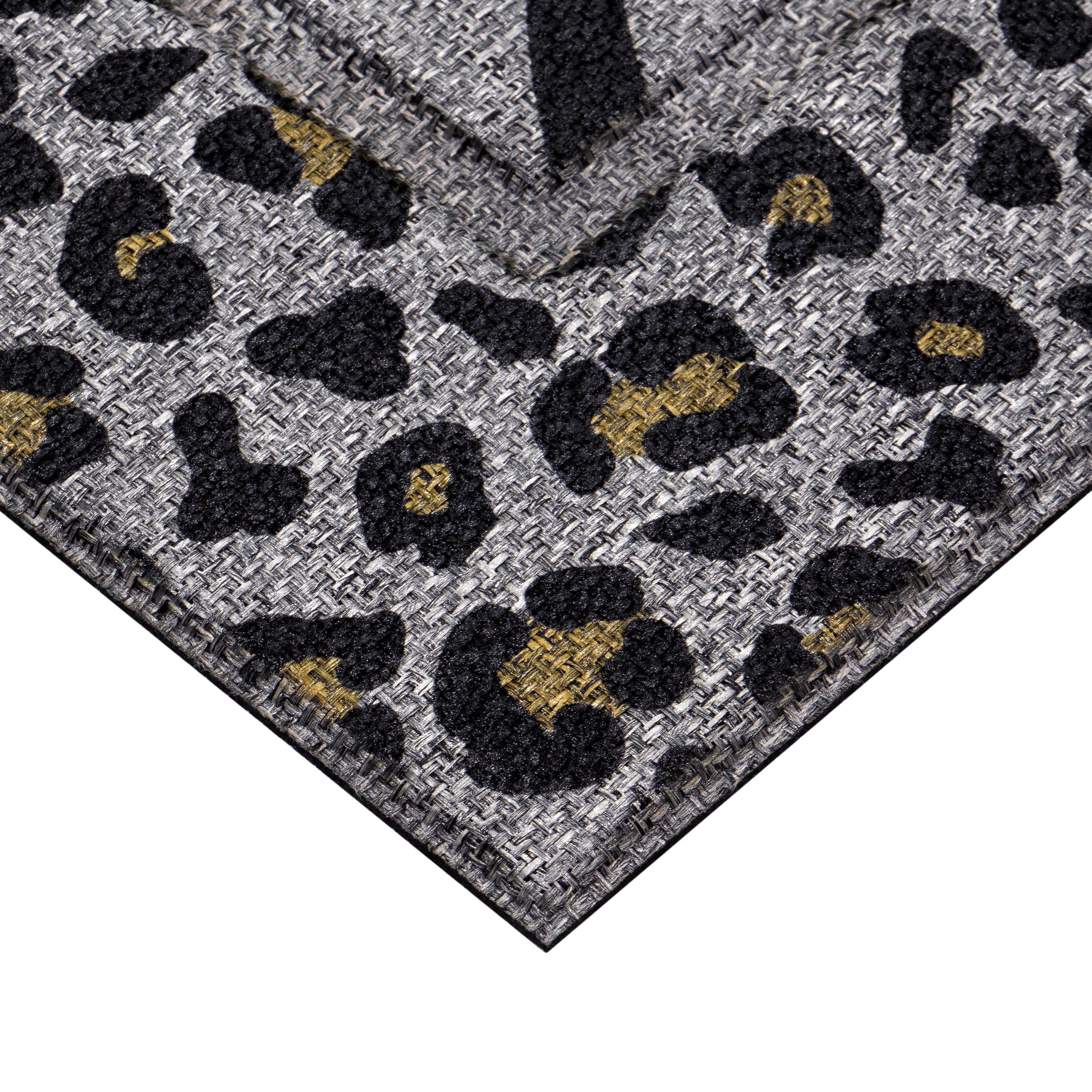 Mainstays Soho Woven Carpet Pewter Hello Leopard Entryway Doormat, 18" x 30"