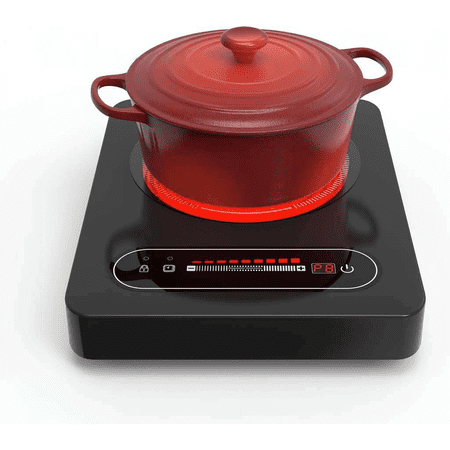 1800W Portable Single Burner Electric Cooktop with Timer and Child Lock 11 Inch 110-120V