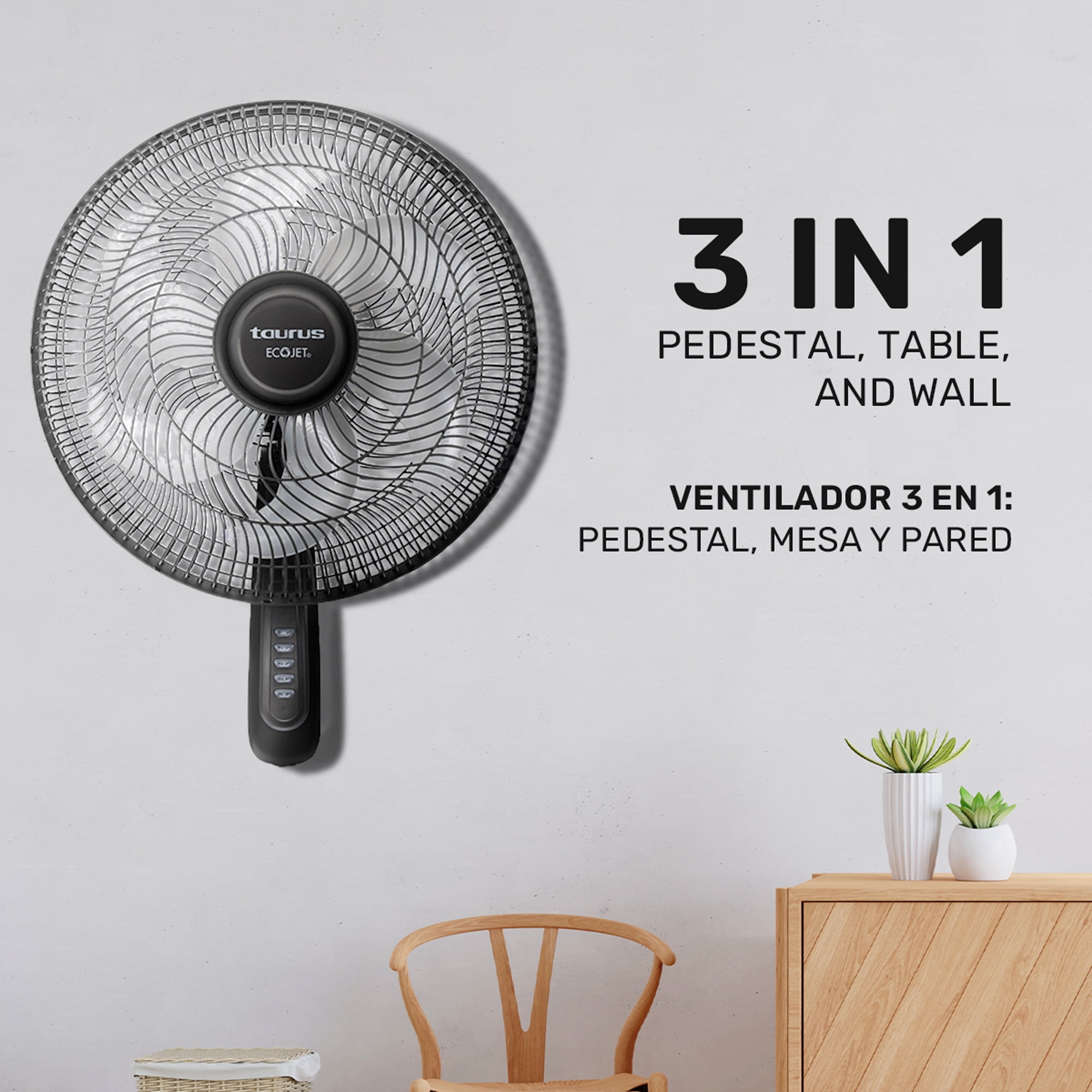 Taurus Silent Power 18" Pedestal Fan with ECOJET Grille, Ultra Quiet Oscillating Floor Fan with Adjustable Height, 3 Speeds, for Bedroom, Office or Living Room – Powerful Airflow and Energy Efficient