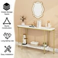 thumbnail image 3 of 42" Faux Marble Sofa Table, Narrow Entryway Table with Black Metal Legs & 330lb Capacity for Hallway, Living Room, Modern Minimalist Style Gold & White, 3 of 9