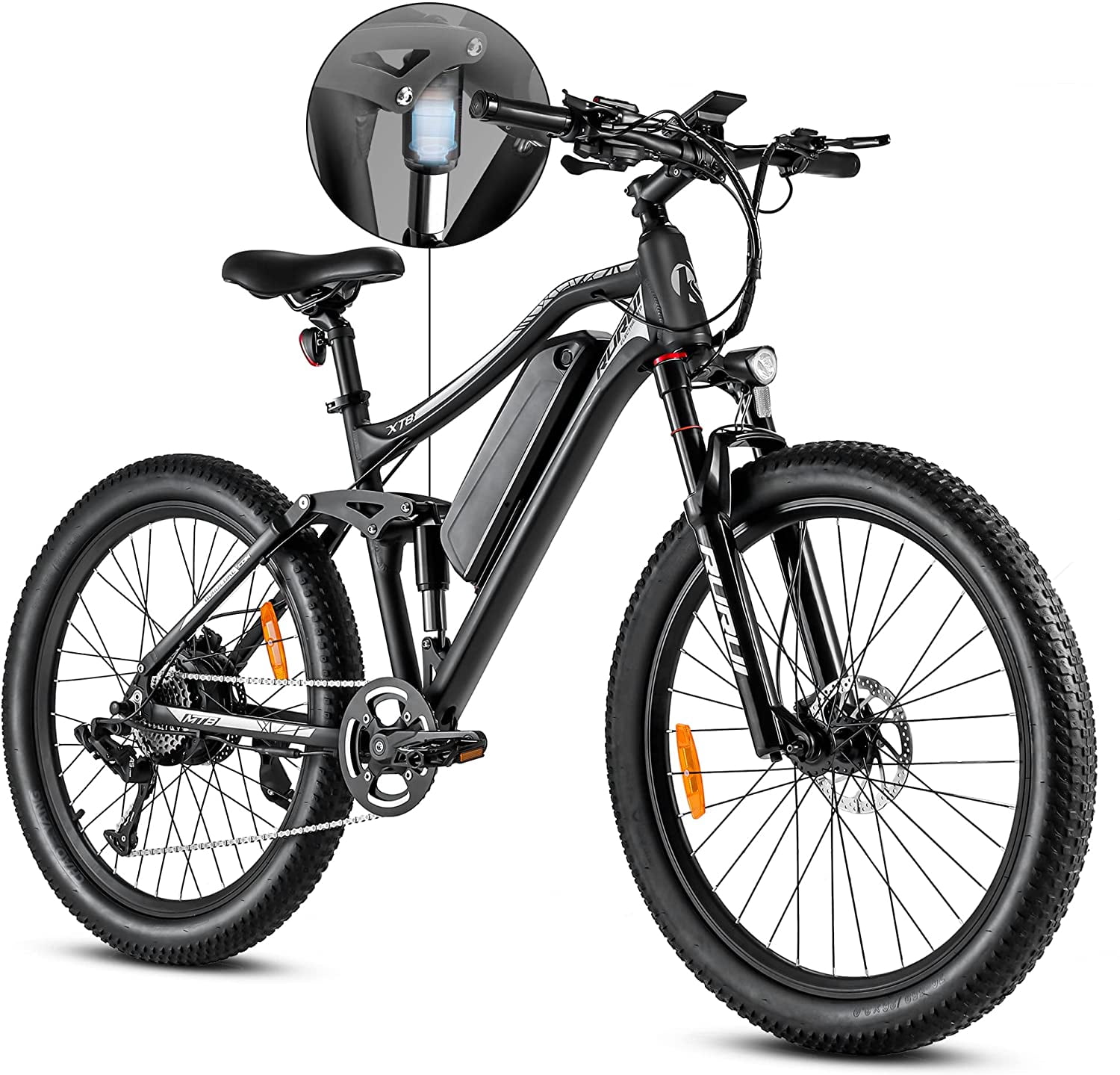 medley Madeliefje opener Eahora XT8 26 in. Electric Mountain Bike Full Suspension 500W Adult 48V  Disc Rear 25Mph Bicycles Ebike Black - Walmart.com