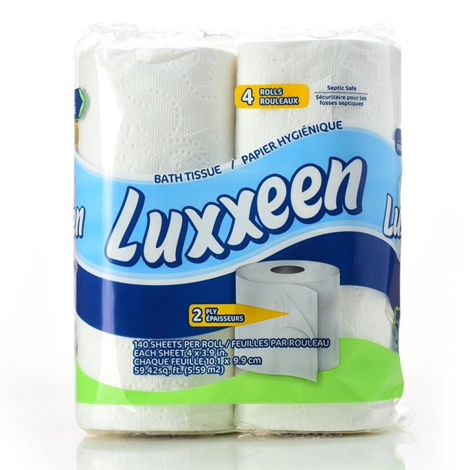 Luxxeen Bathroom Tissue Toilet Paper 2-Ply Embossed Hygienic - 4 Rolls ...