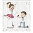 thumbnail image 3 of Ambesonne Cartoon Shower Curtain, Romantic Couple, 69"Wx75"L, Pink Blue and White, 3 of 3